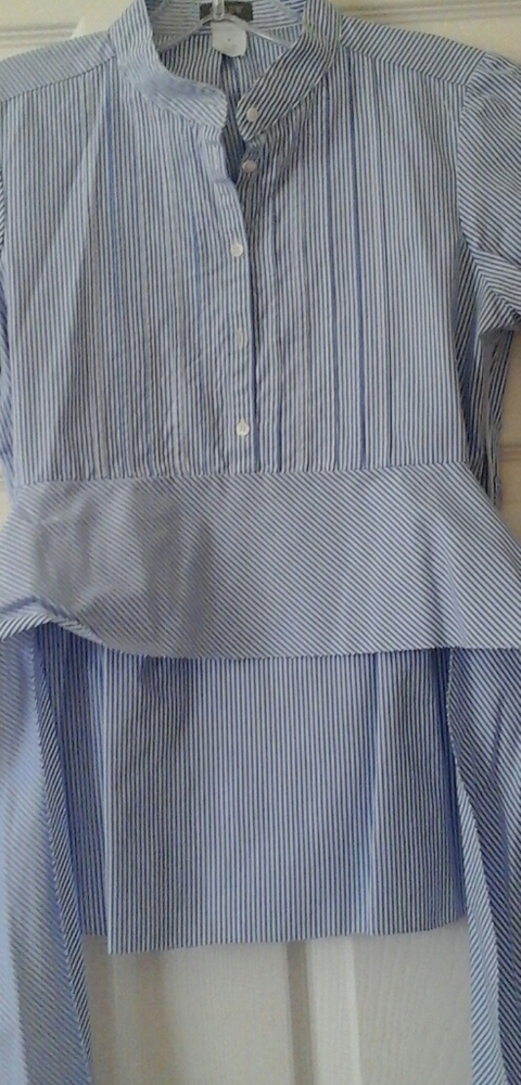 J Crew Stripped Blue Cap Sleeve Shirt w/back ties